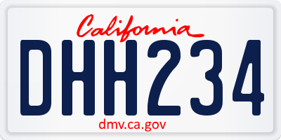 CA license plate DHH234