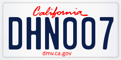 CA license plate DHN007