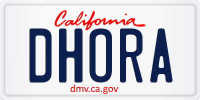 CA license plate DHORA