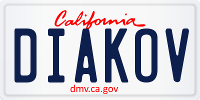 CA license plate DIAKOV