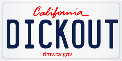 CA license plate DICKOUT