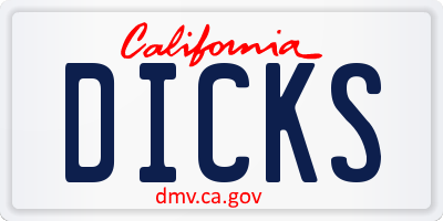 CA license plate DICKS