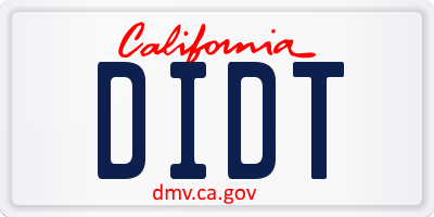 CA license plate DIDT