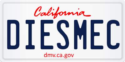 CA license plate DIESMEC