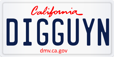 CA license plate DIGGUYN