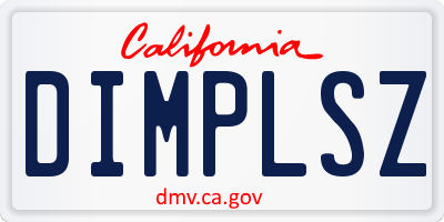 CA license plate DIMPLSZ