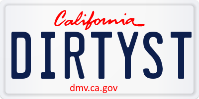 CA license plate DIRTYST