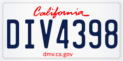 CA license plate DIV4398