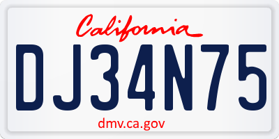 CA license plate DJ34N75