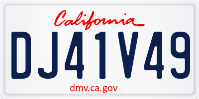 CA license plate DJ41V49