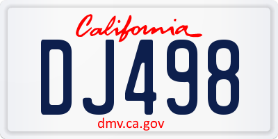 CA license plate DJ498