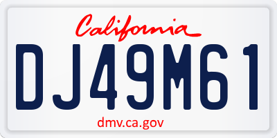 CA license plate DJ49M61