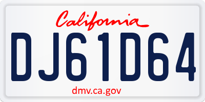 CA license plate DJ61D64