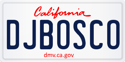 CA license plate DJBOSCO