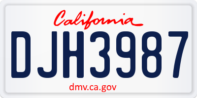 CA license plate DJH3987