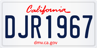 CA license plate DJR1967