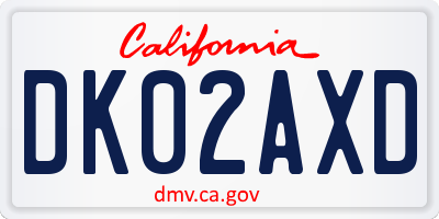 CA license plate DK02AXD