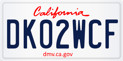 CA license plate DK02WCF