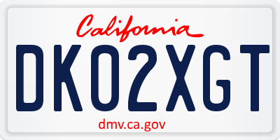 CA license plate DK02XGT