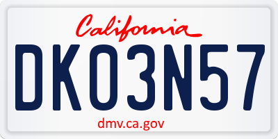 CA license plate DK03N57