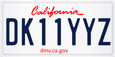 CA license plate DK11YYZ