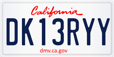 CA license plate DK13RYY