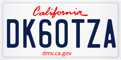 CA license plate DK60TZA