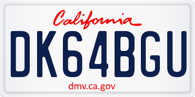 CA license plate DK64BGU