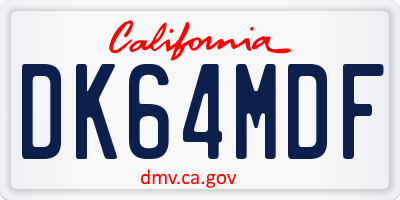 CA license plate DK64MDF