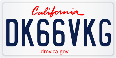 CA license plate DK66VKG