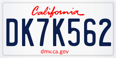 CA license plate DK7K562