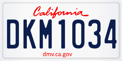 CA license plate DKM1034