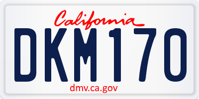 CA license plate DKM170