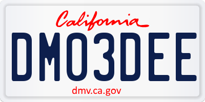 CA license plate DM03DEE