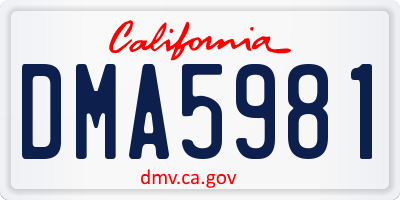 CA license plate DMA5981