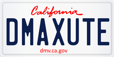 CA license plate DMAXUTE