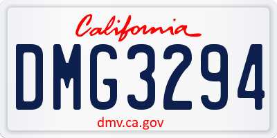 CA license plate DMG3294