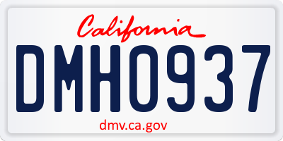 CA license plate DMH0937