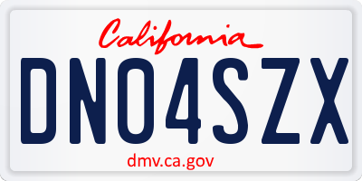 CA license plate DN04SZX