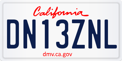 CA license plate DN13ZNL