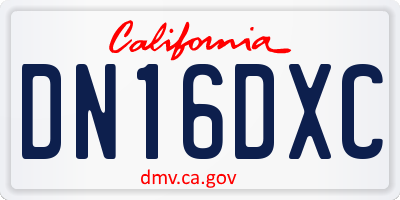 CA license plate DN16DXC