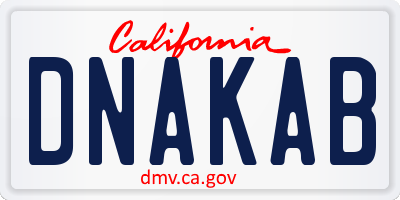 CA license plate DNAKAB