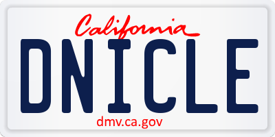 CA license plate DNICLE