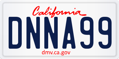 CA license plate DNNA99