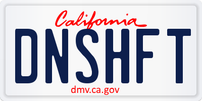 CA license plate DNSHFT