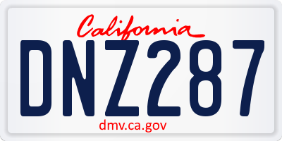 CA license plate DNZ287