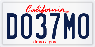 CA license plate DO37MO