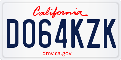 CA license plate DO64KZK