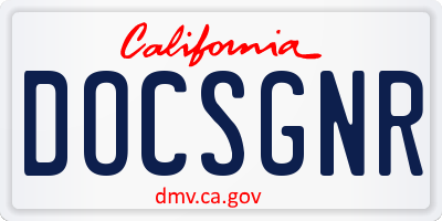 CA license plate DOCSGNR