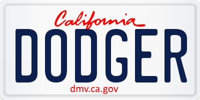 CA license plate DODGER